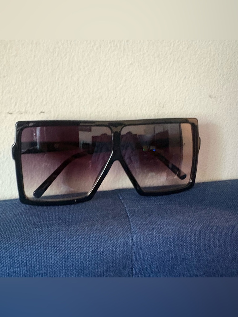 Oversized Square Shield Sunglasses in Black Gradient